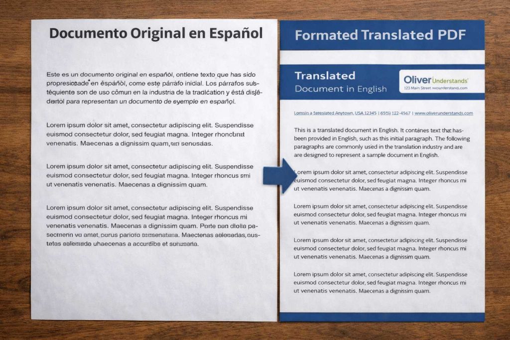 Certified document translation delivered as ready-to-upload PDF