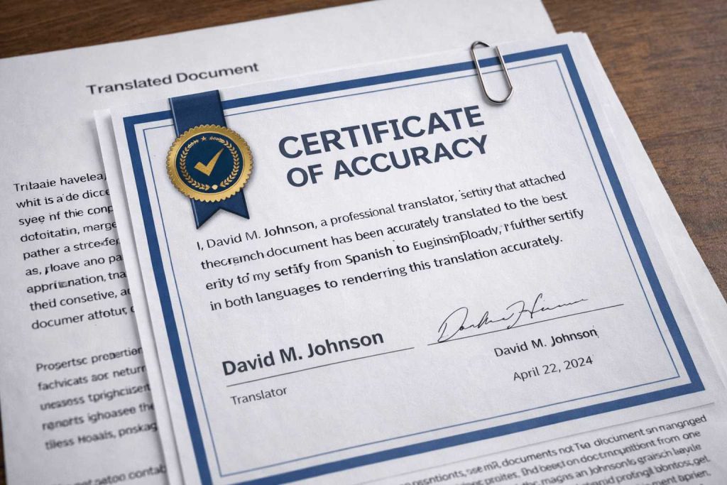 Official certified translation with Certificate of Accuracy for UK applications