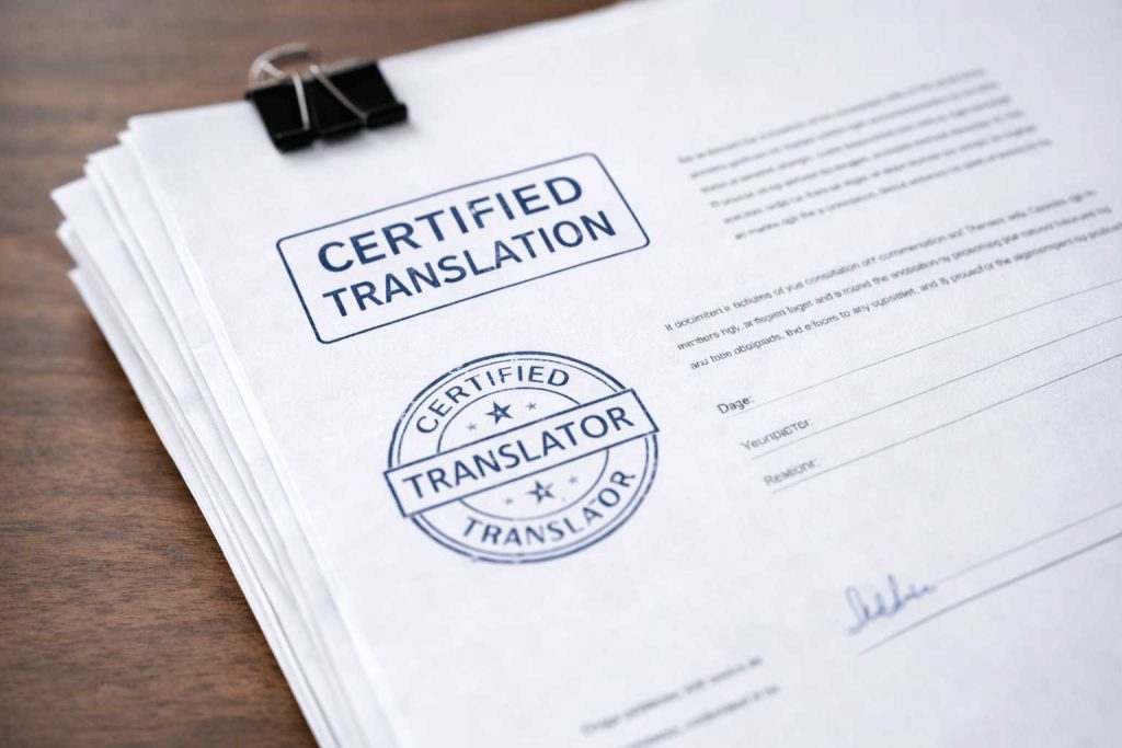 UK certified translation Liverpool with certification statement and stamp