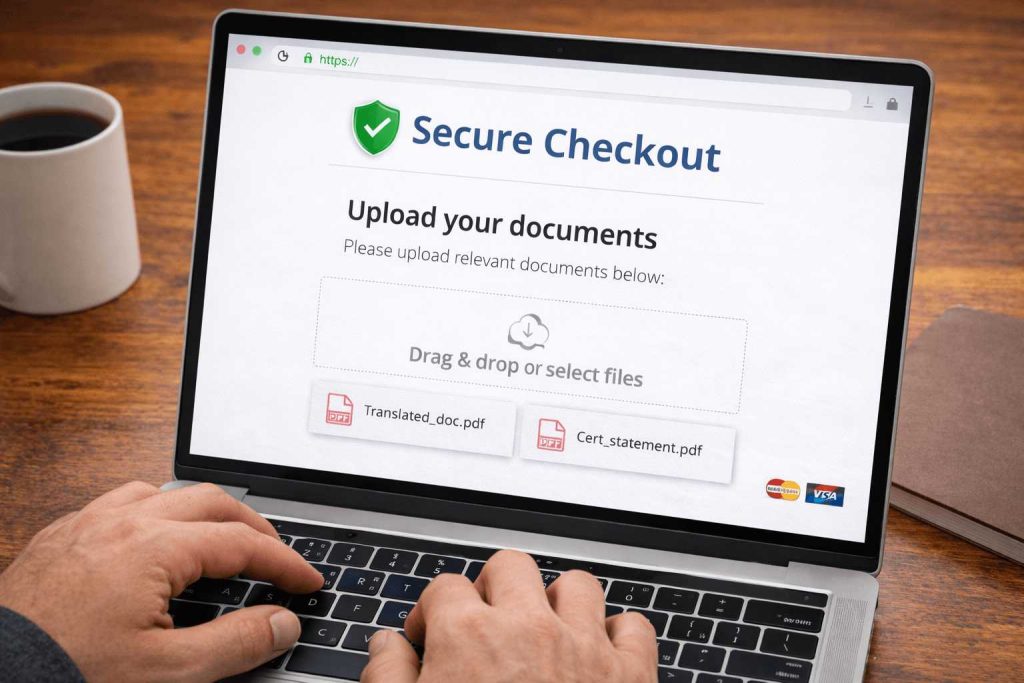Upload documents for urgent Dutch certified translation