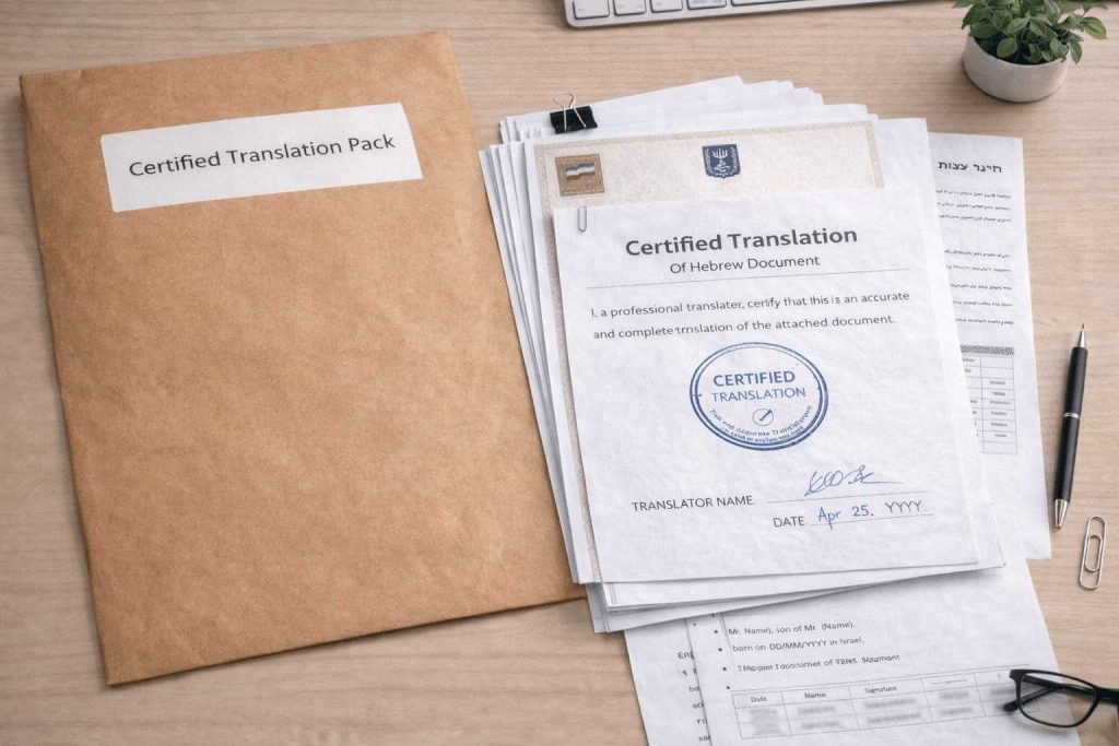 Urgent Hebrew certified translation UK with hard copy delivery