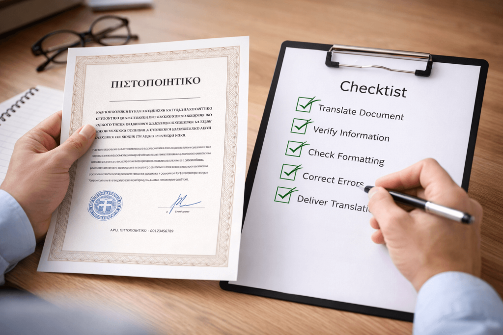 certified Greek translation quality checks for official documents